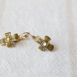 Green and Gold Vintage / Antique Earrings